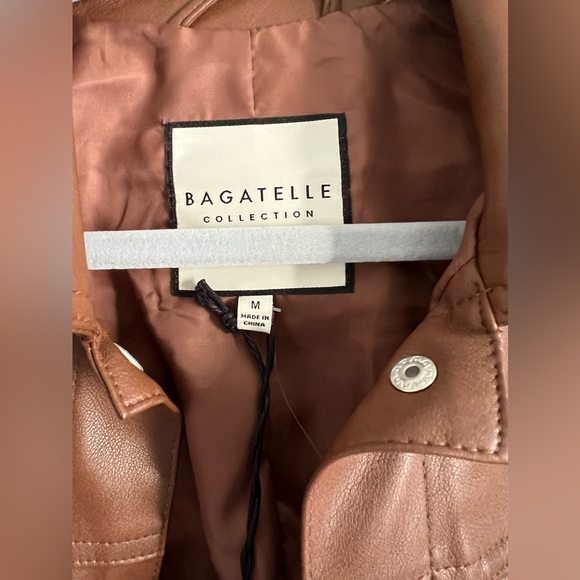 NWT Bagatelle Collection brown leather trucker-style jacket - Picture 4 of 5